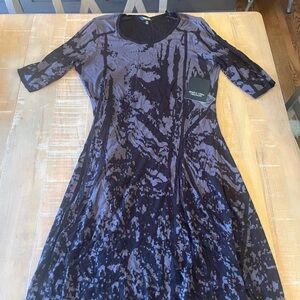 Simply Vera Vera Wang Purple and Charcoal Abstract Midi Dress